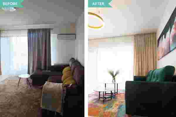 Before&after: au transformat o singură încăpere în living, dining și camera copilului